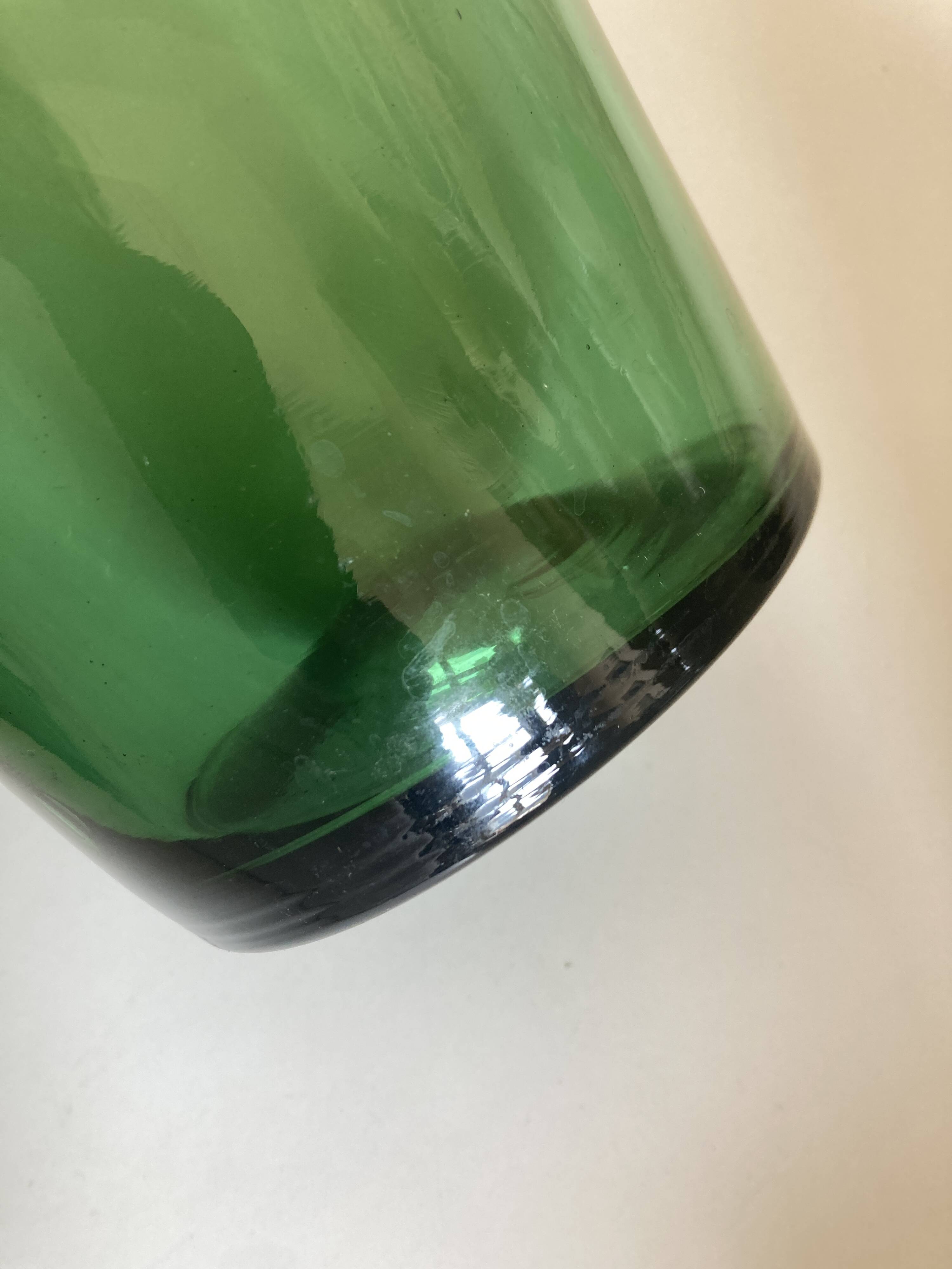Green blown glass vase Empoli 1960 XXL Italian design