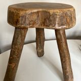 Country stool made of solid elm wood