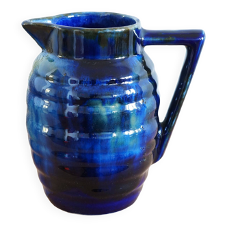 Art deco enameled earthenware pitcher