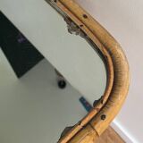 Coffee table, rattan mirror top 60s