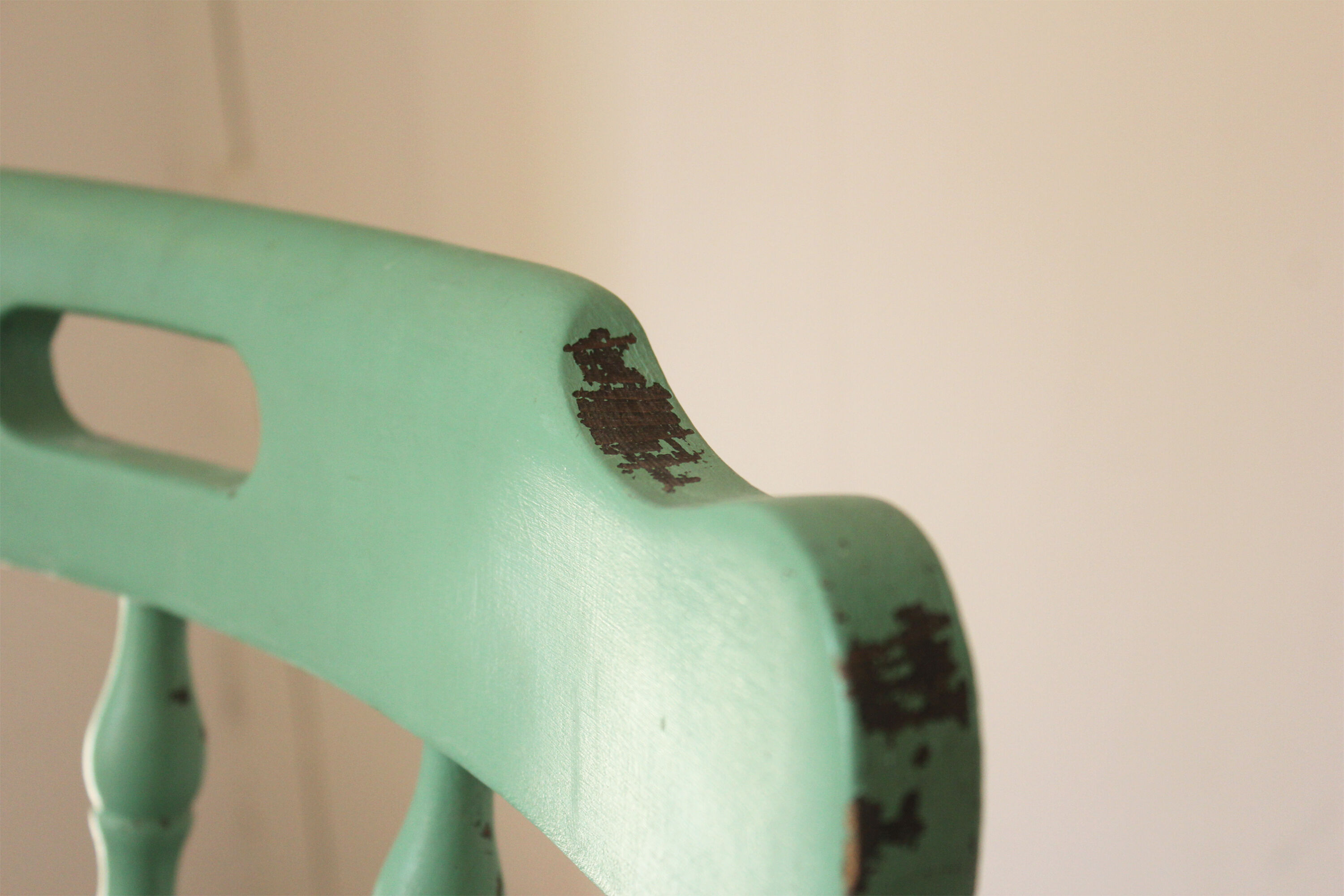 Rustic green ranch style wooden chair