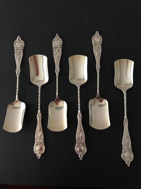 6 silver ice cream spoons 1898-1903
