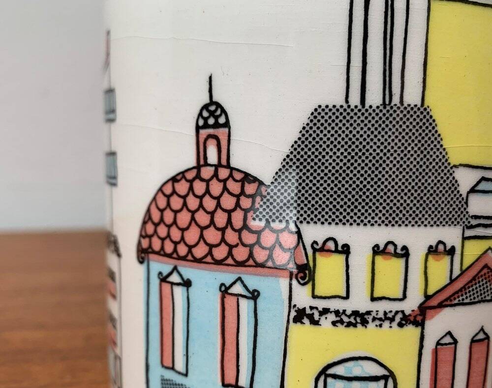 German ceramic box or mid-century biscuit jar with a teak lid by SMF Schramberg Keramik, 1960s