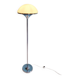 Modernist floor lamp in chromed metal and white satin glass, 1960s