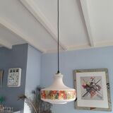 Retro flowerprinted pendant light, '70s