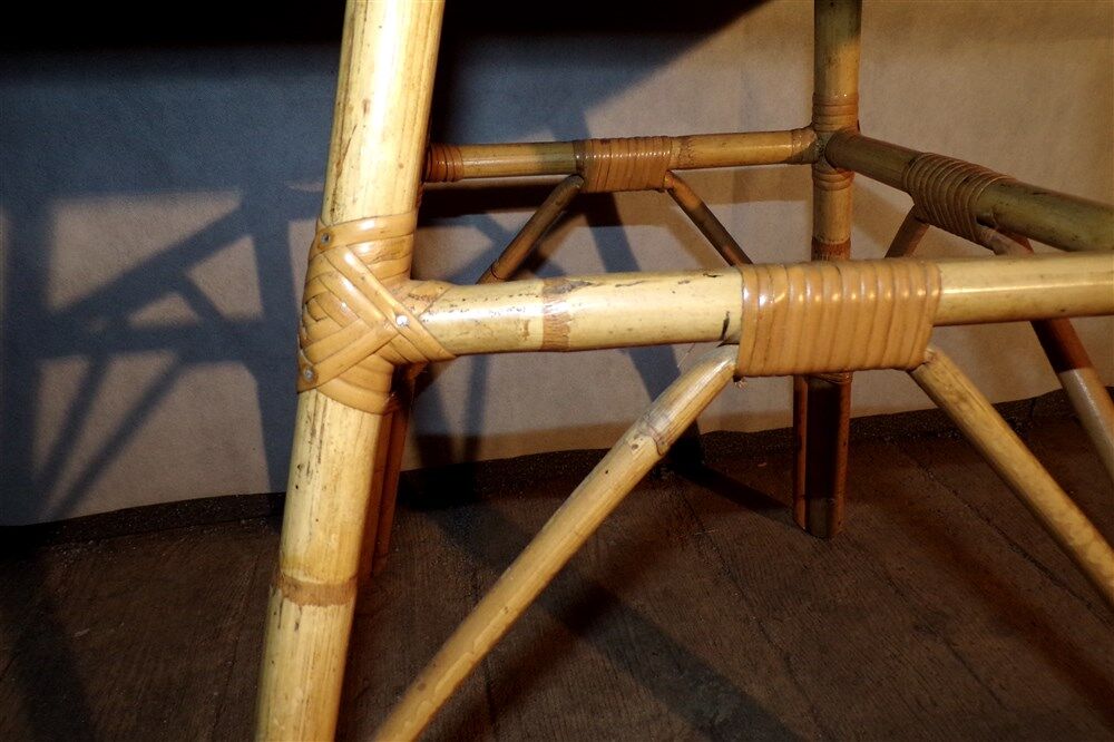 Vintage wicker rattan lounge coffee table