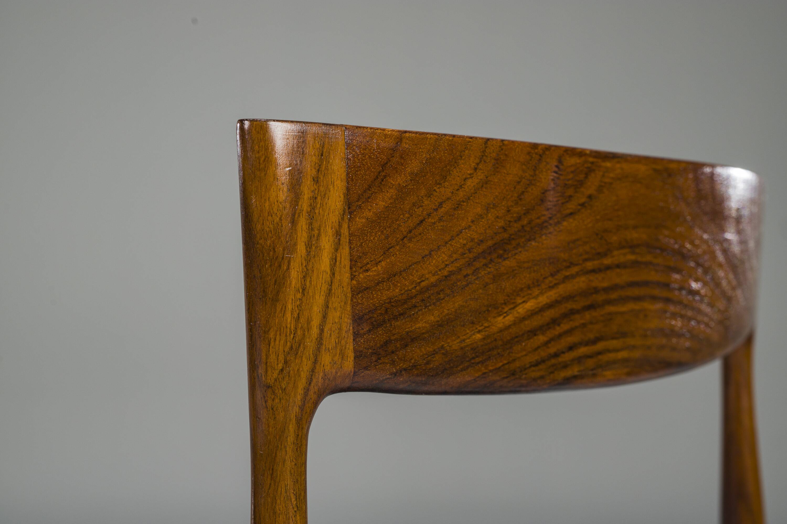 Mid-Century Palisander Dining Chair with Lether, 1950s, Set of 4