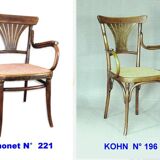 Kohn No. 196 curved wood bistro armchair, new cane