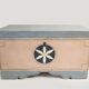 Pine chest from around 1900 with recent decorative painting in Scandinavian style.