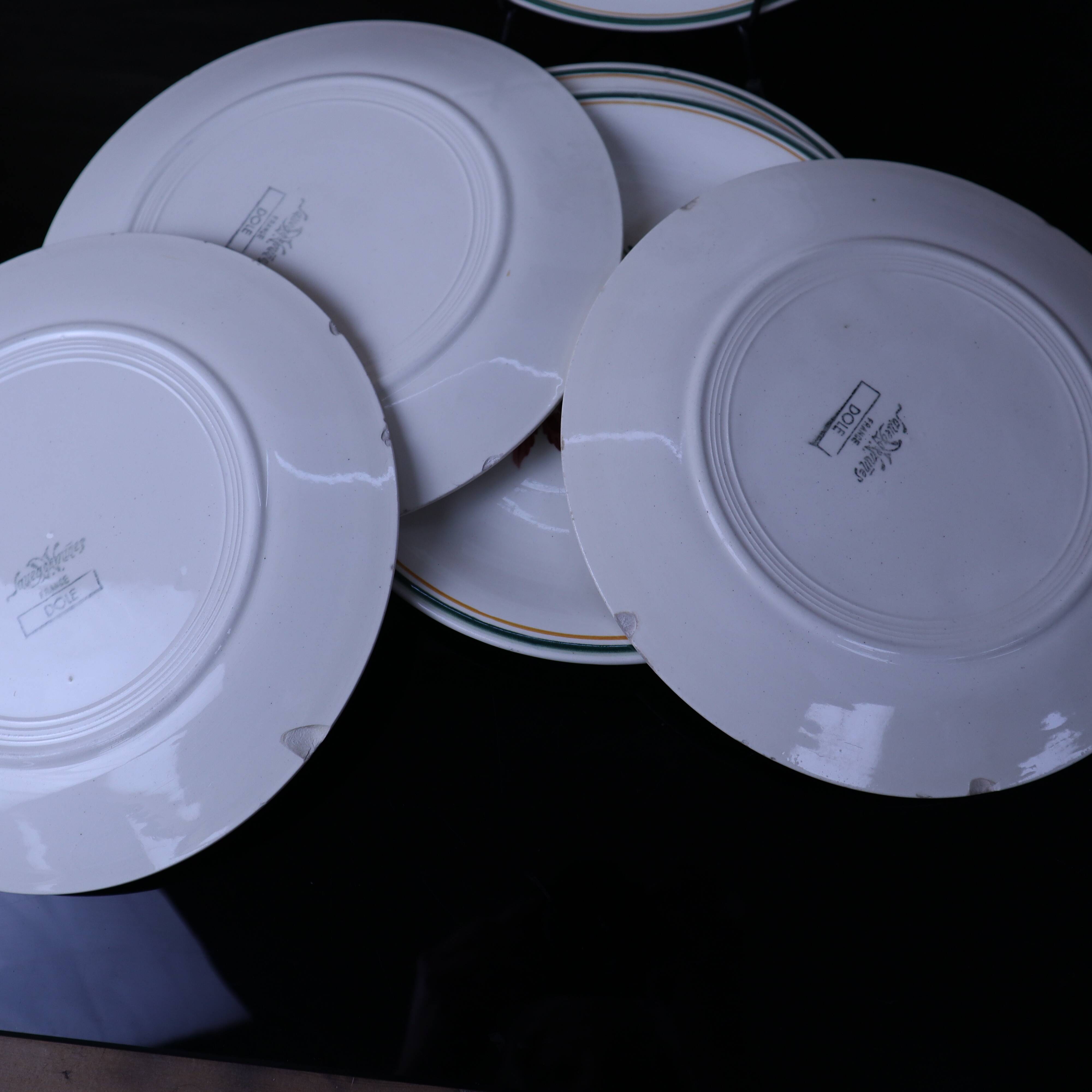 5 flat plates and 1 deep plate Sarreguemines "Dole"