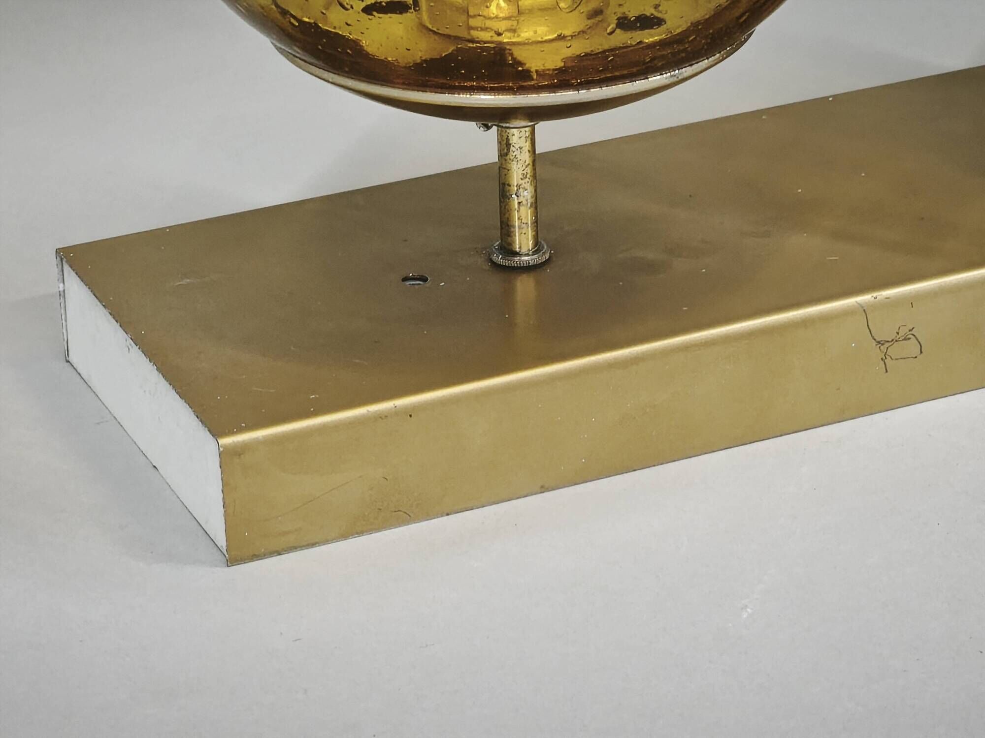 1970s Space Age Amber Glass Double Wall Lamp, Kamenický Šenov