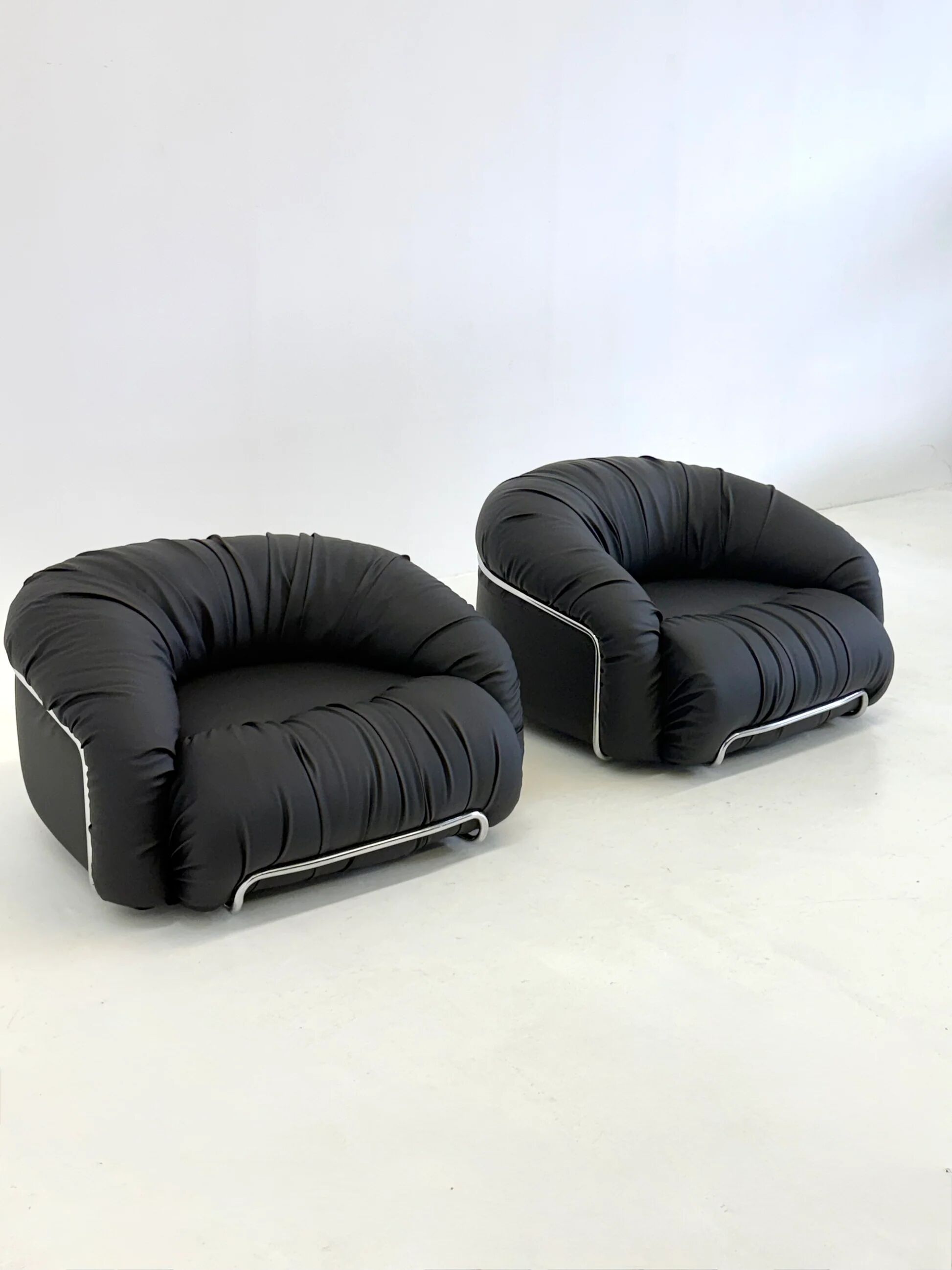 Italian Space Age armchairs in black