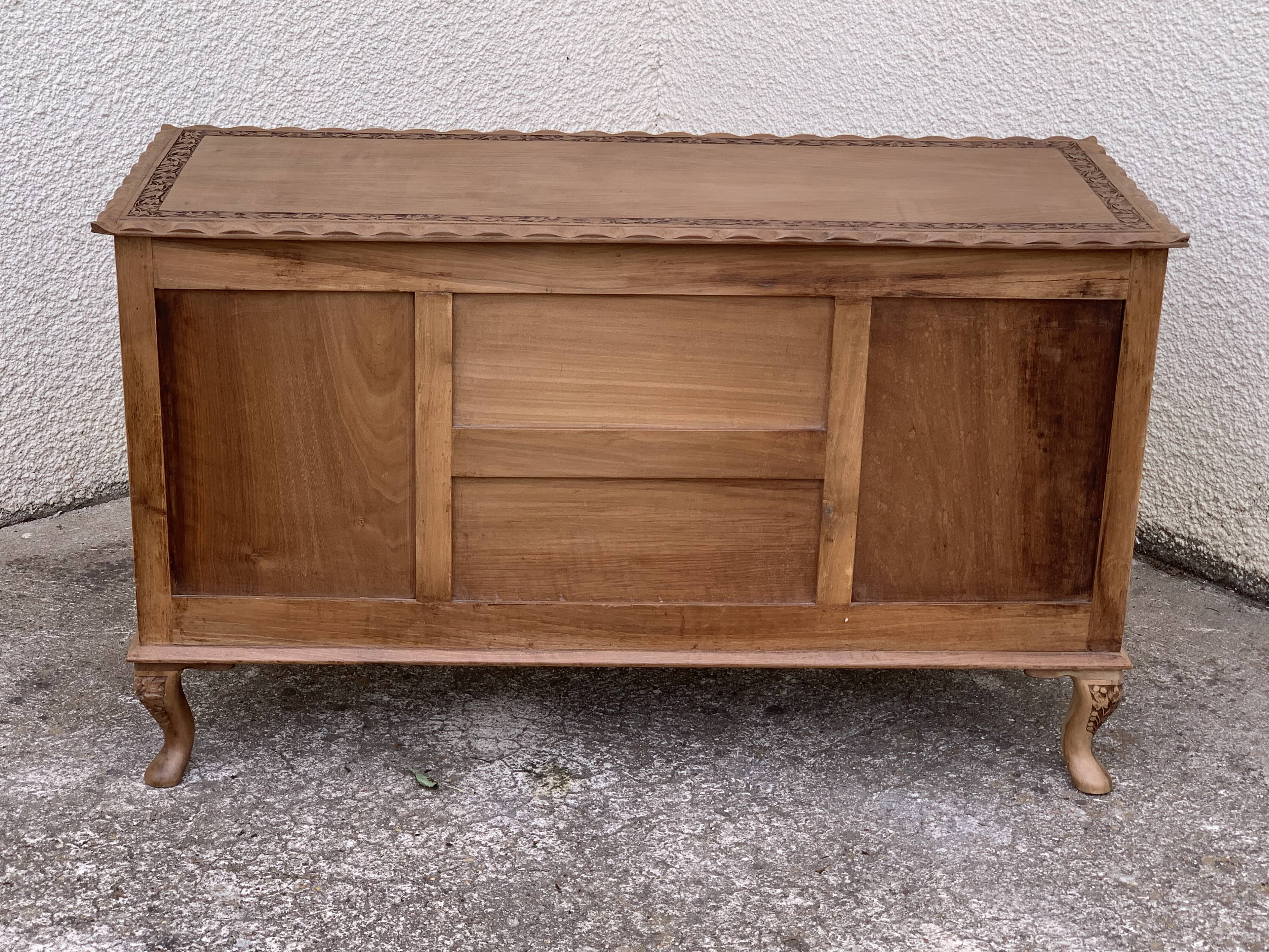 Carved solid Padouk chest of drawers 1950