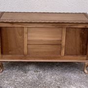 Commode vintage basse Padouk Massif sculpté 1950