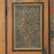Antique Rustic Farmhouse Folk Art Painted Bridal Cabinet 1822