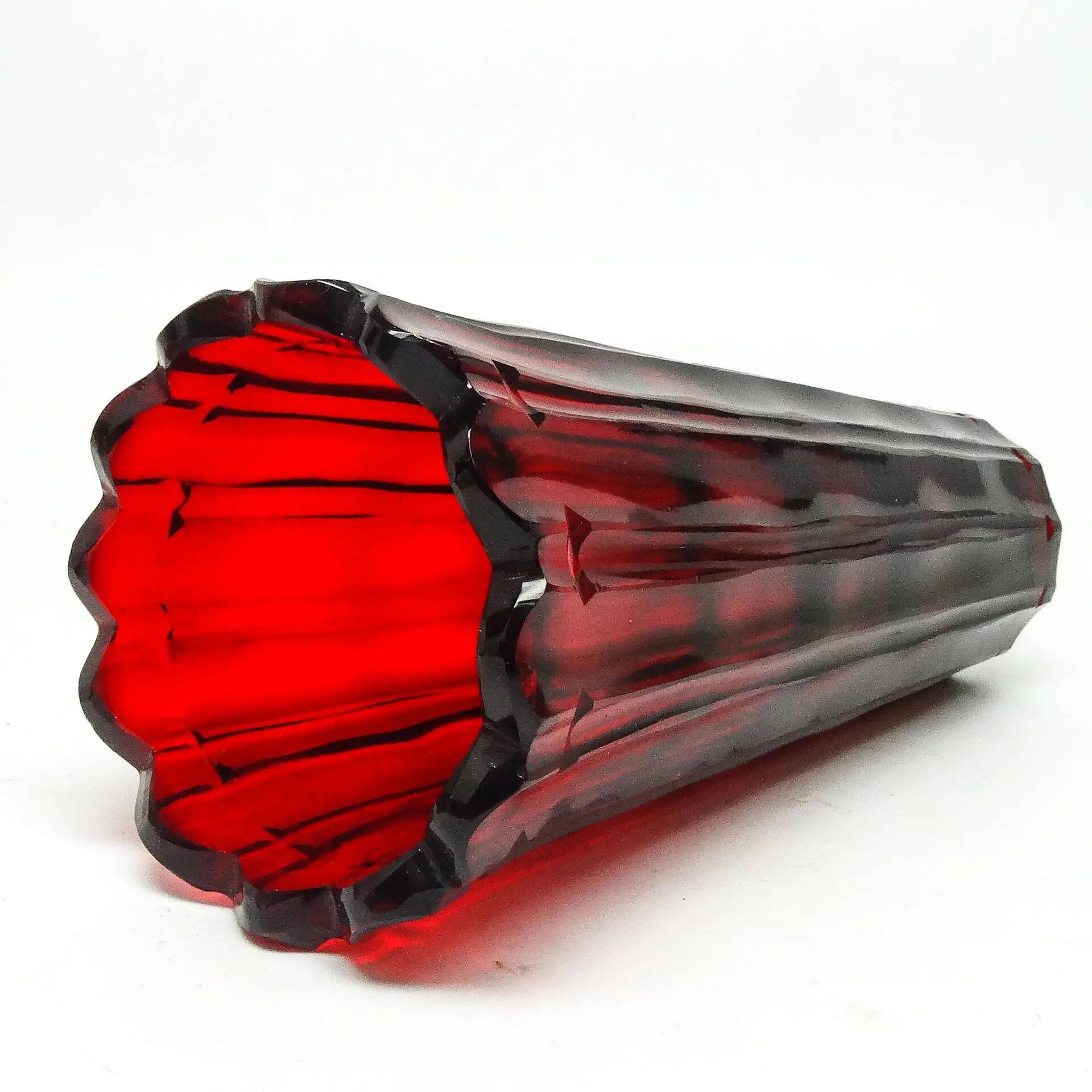 Biedermeier vase, ruby crystal, Bohemia, Czech Republic, 19th century