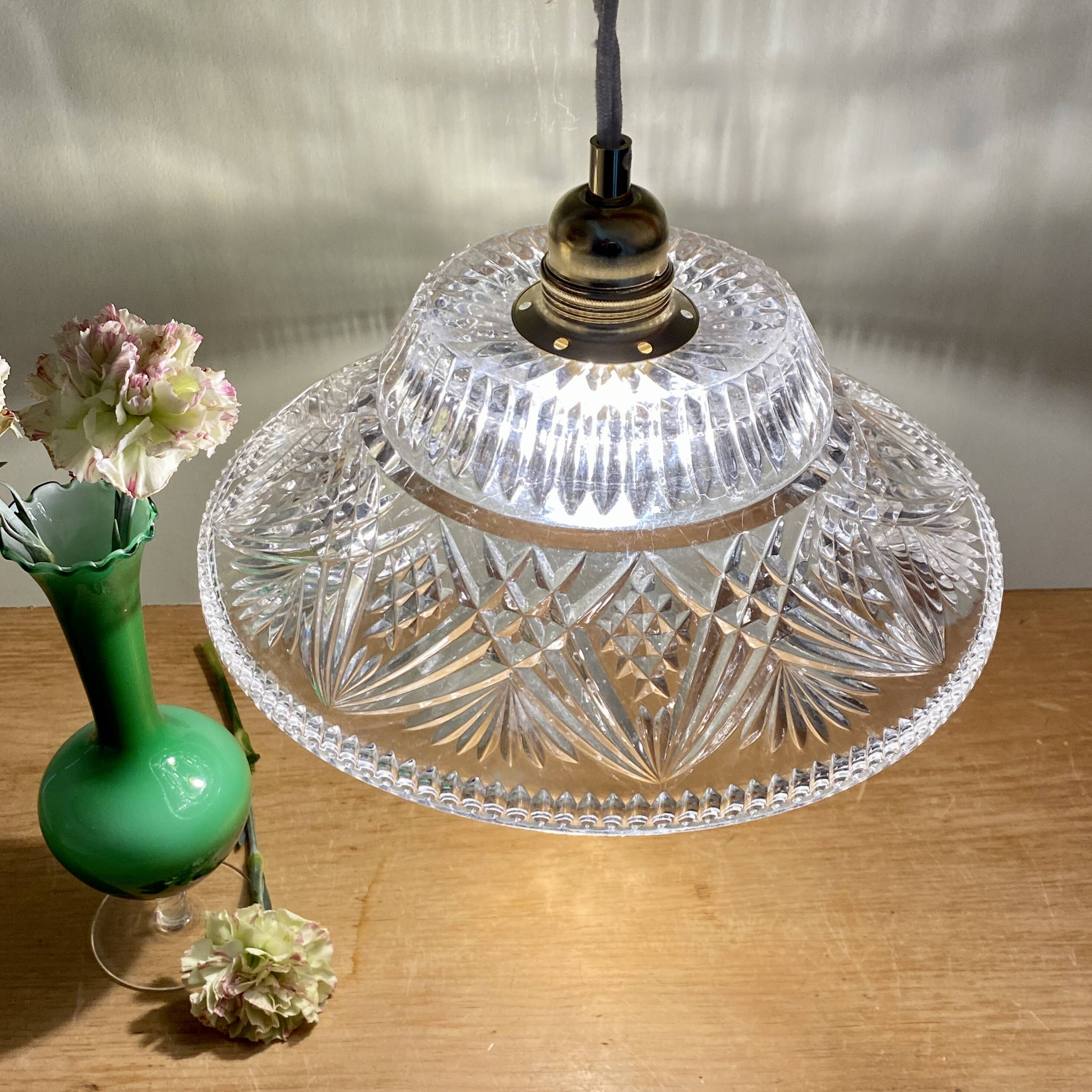Vintage molded glass lampshade pendant light - tableware collection -