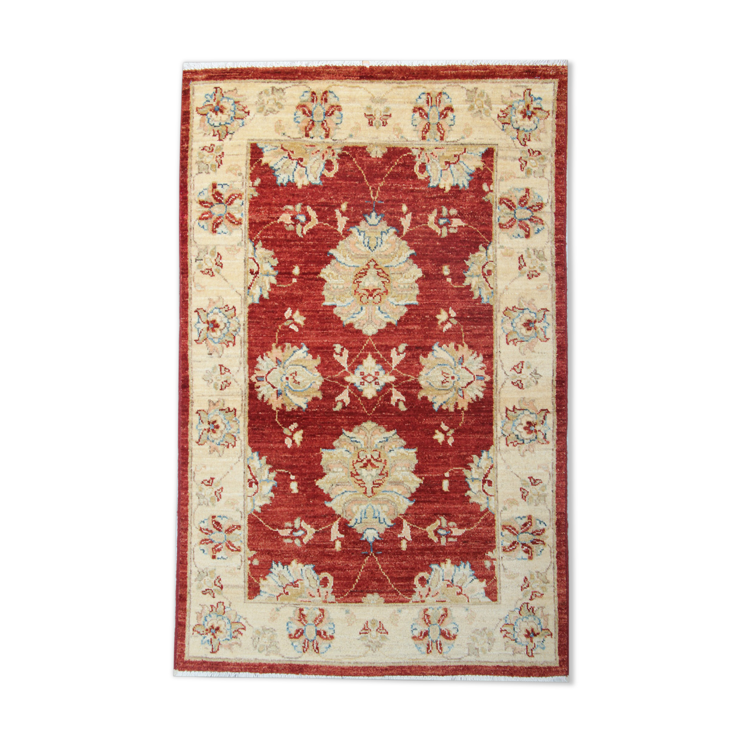 Traditional Red Wool Area Rug Ziegler Carpet- 77x121cm
