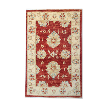Traditional Red Wool Area Rug Ziegler Carpet- 77x121cm