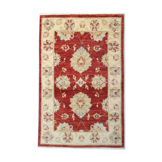 Traditional Red Wool Area Rug Ziegler Carpet- 77x121cm