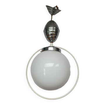 Suspension baladeuse globe opaline vintage 1950s