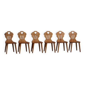 Set of 6 pine chairs