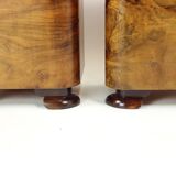 Minimalistic Art Deco Bedside Tables In Walnut Veneer, Czechoslovakia 1930s