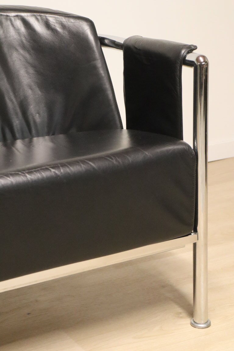 Vintage sofa in synthetic leather and chrome metal, 1970s