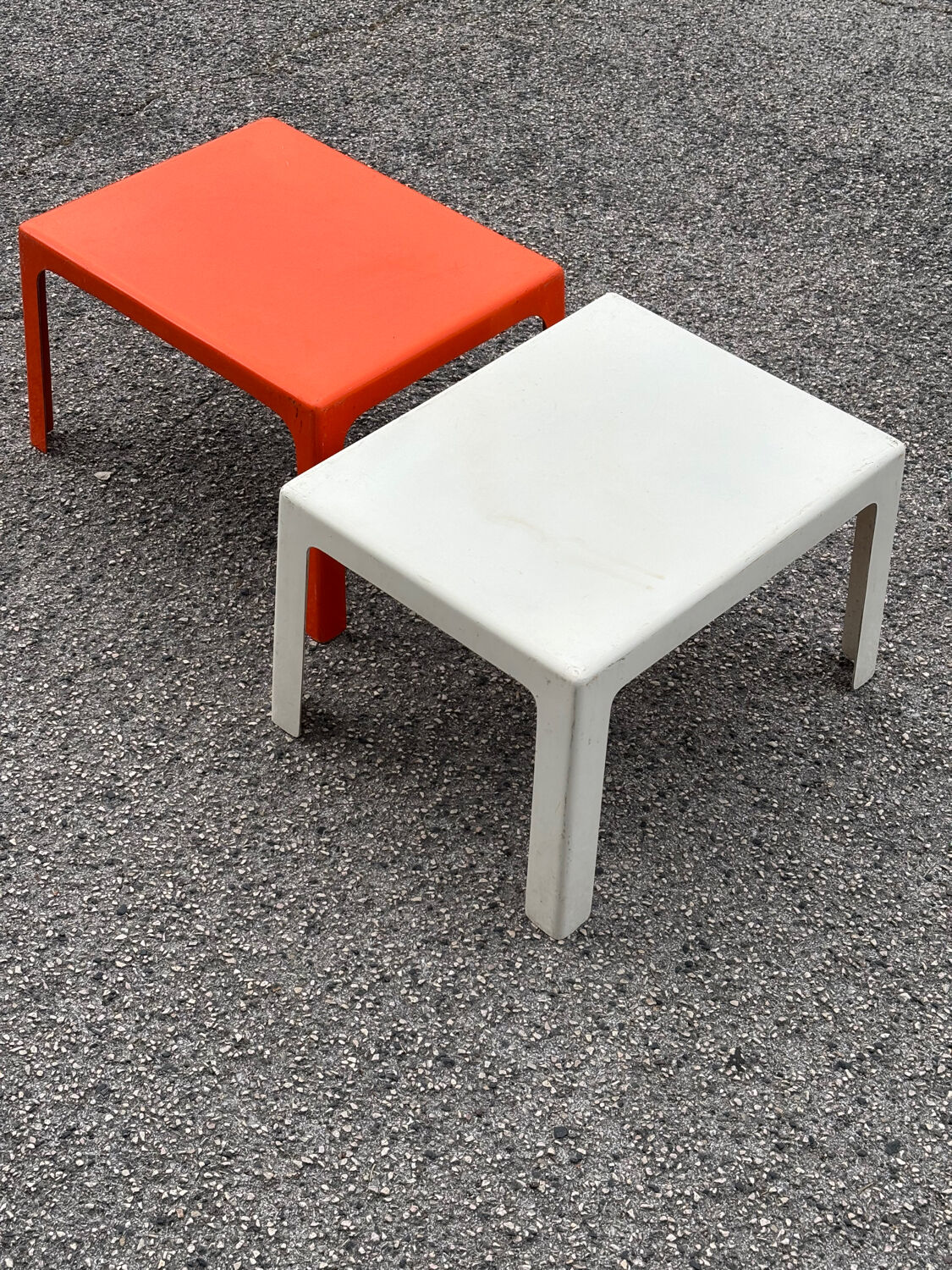 Pair of Space Age fiberglass coffee tables, Circa 1970