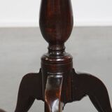 Round Antique English Oak Side Table from the 19th Century