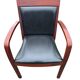 6 contemporary bridge chairs in mahogany wood and black leather