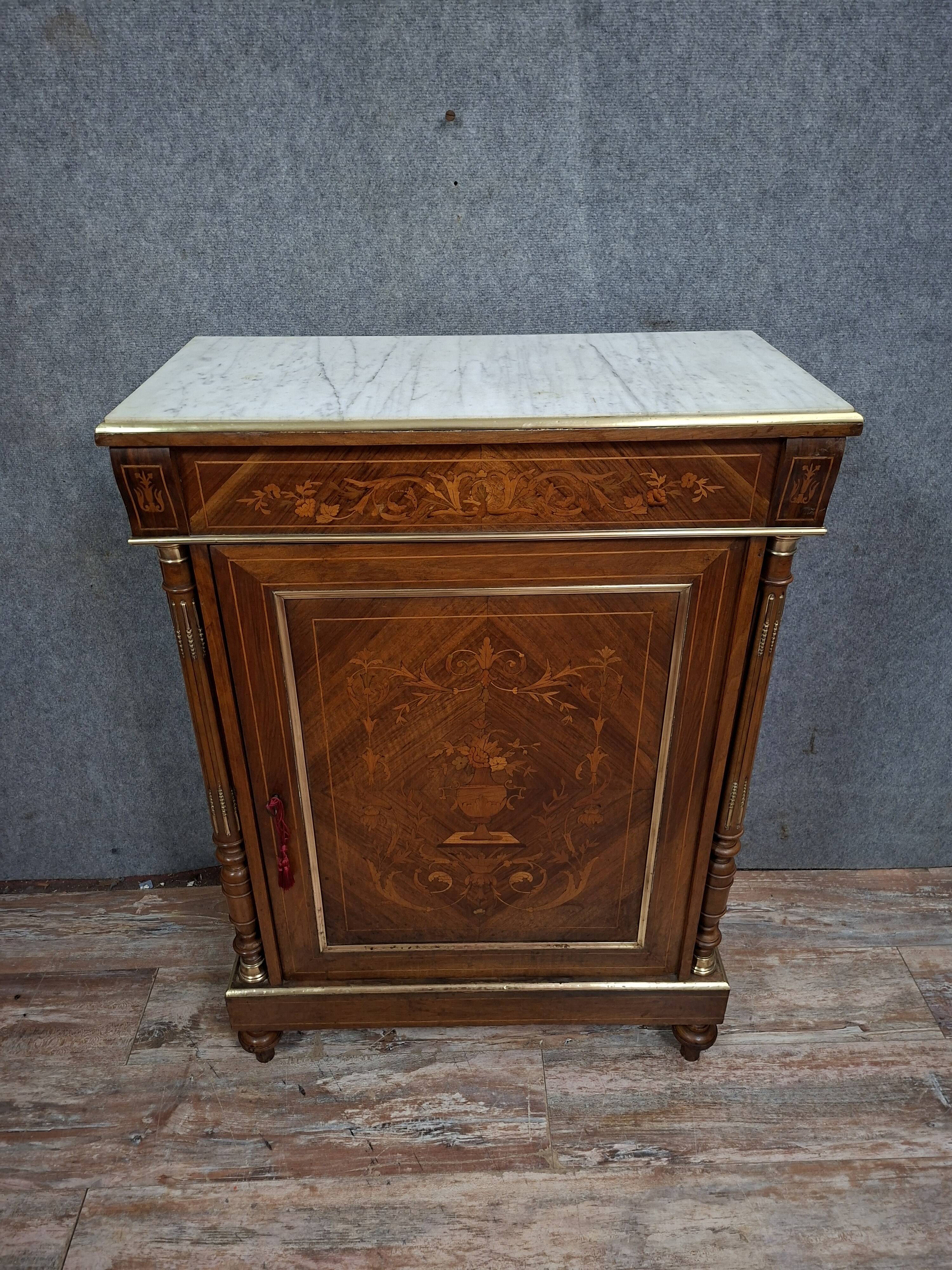 small side table or chest of drawers in marquetry, Napoléon III style