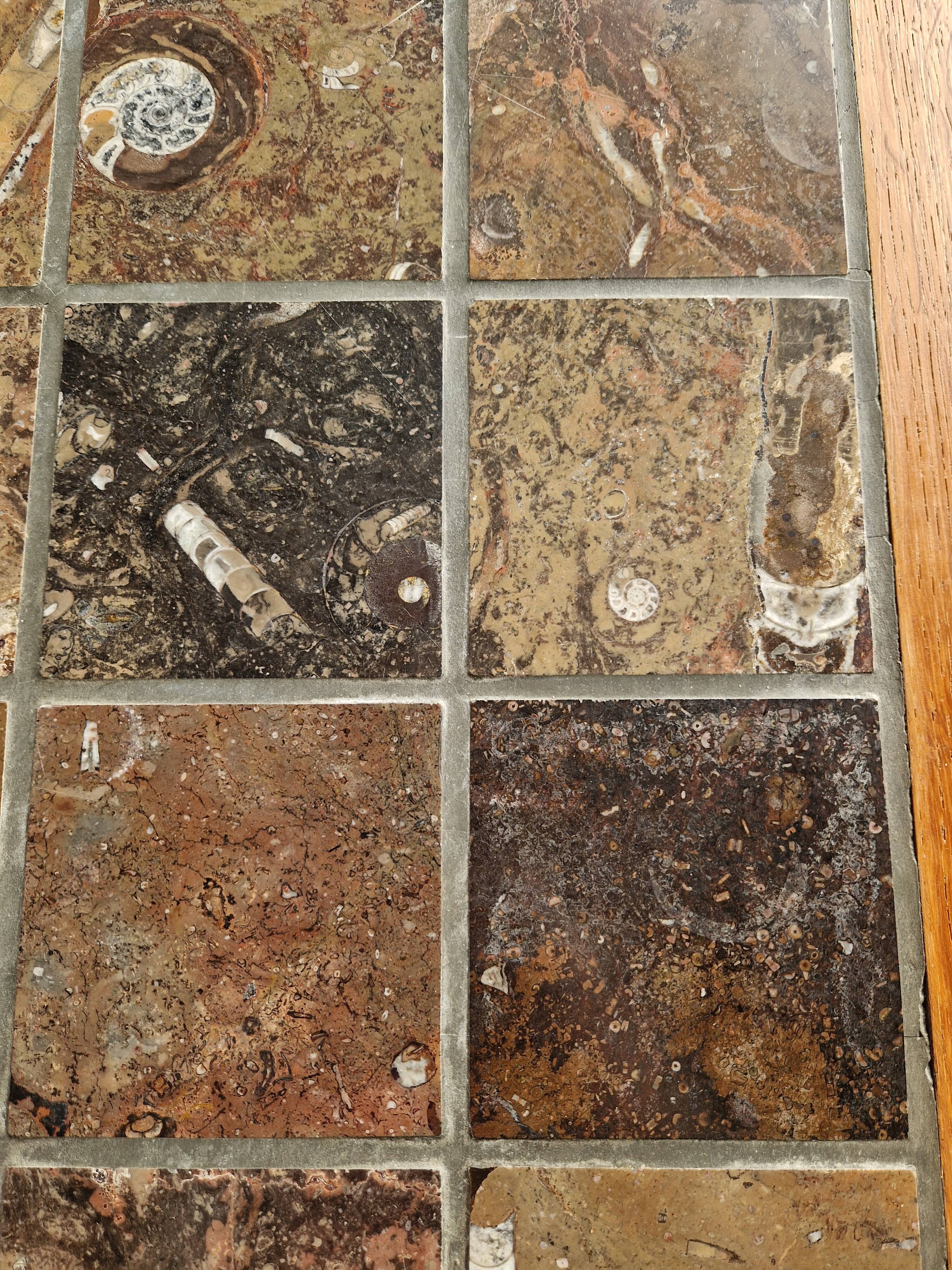 Brutalist coffee table 1960 to 1970 with inclusion of erfoud stone mosaic