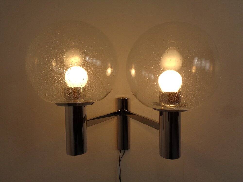 Chromed Glass Wall Lamp from OTT International, 1960s