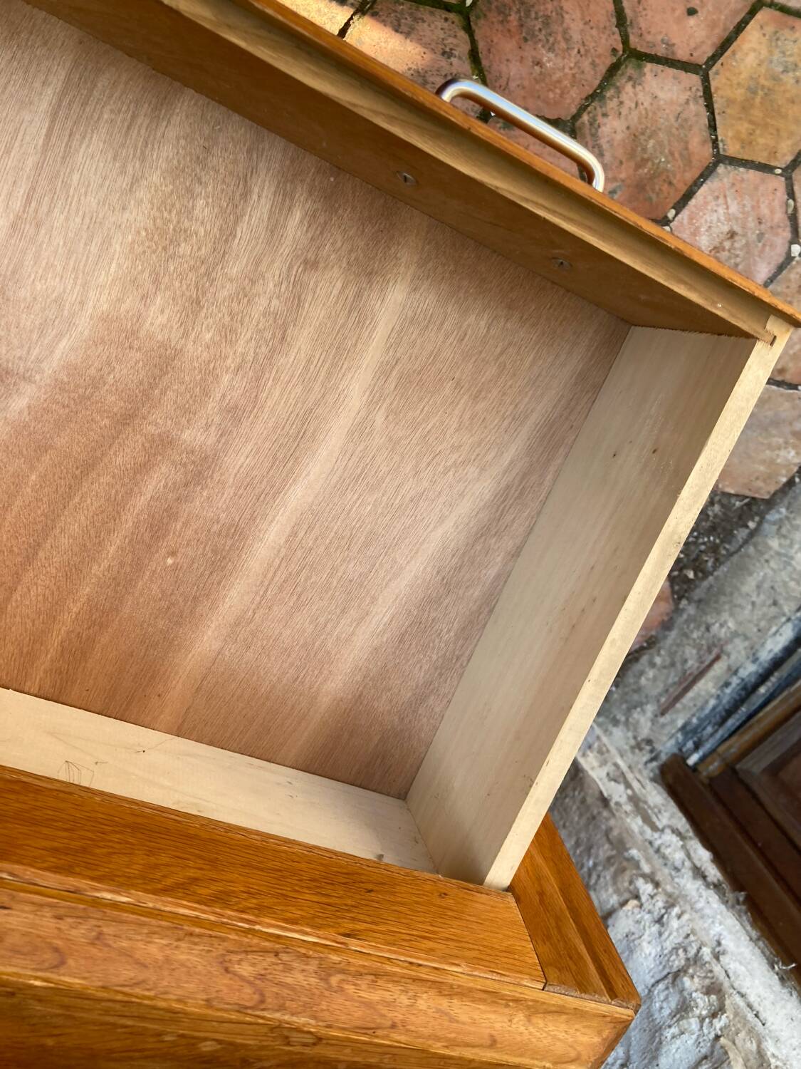Vintage chest of drawers with compass feet