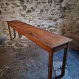Vintage oak work table / hospital workshop side table, France, 1950s