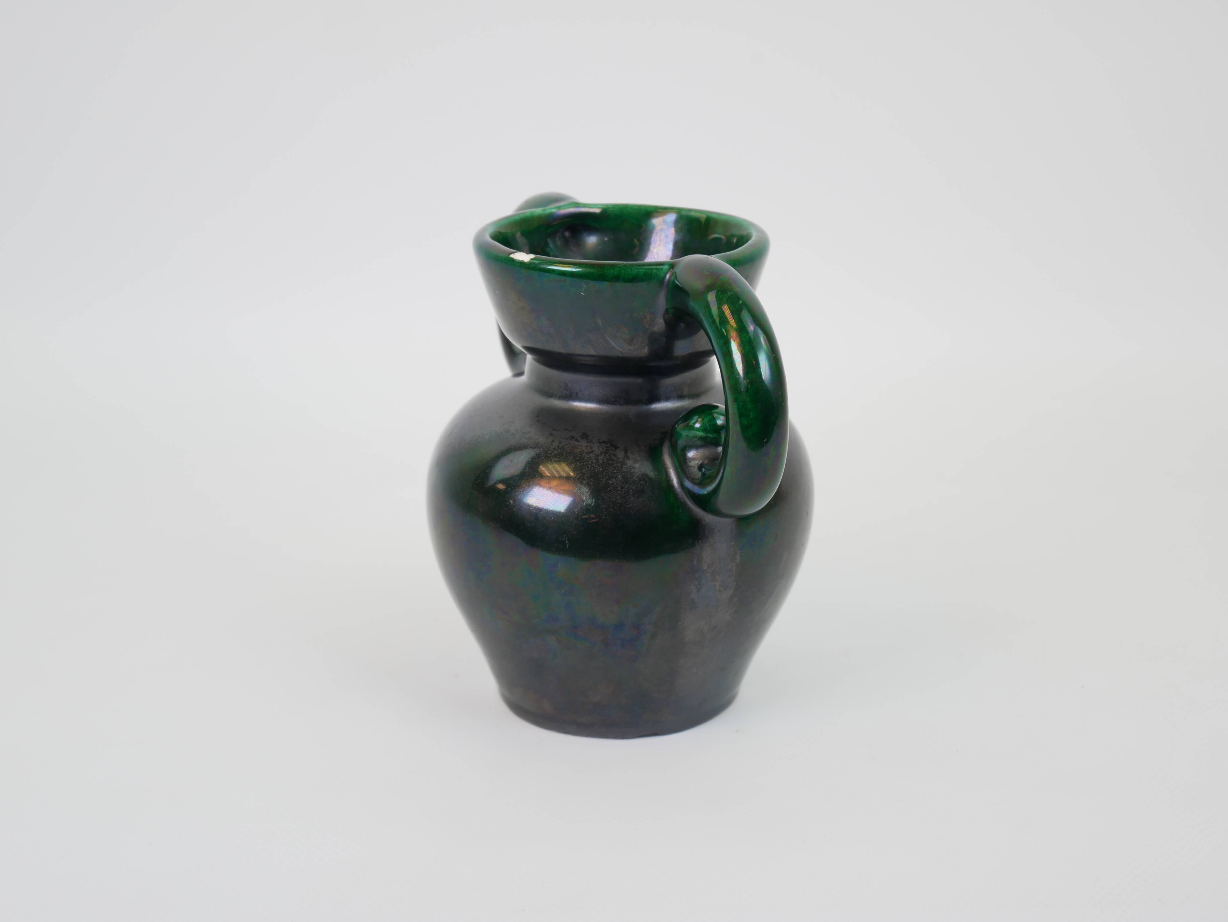 Black and green ceramic vase
