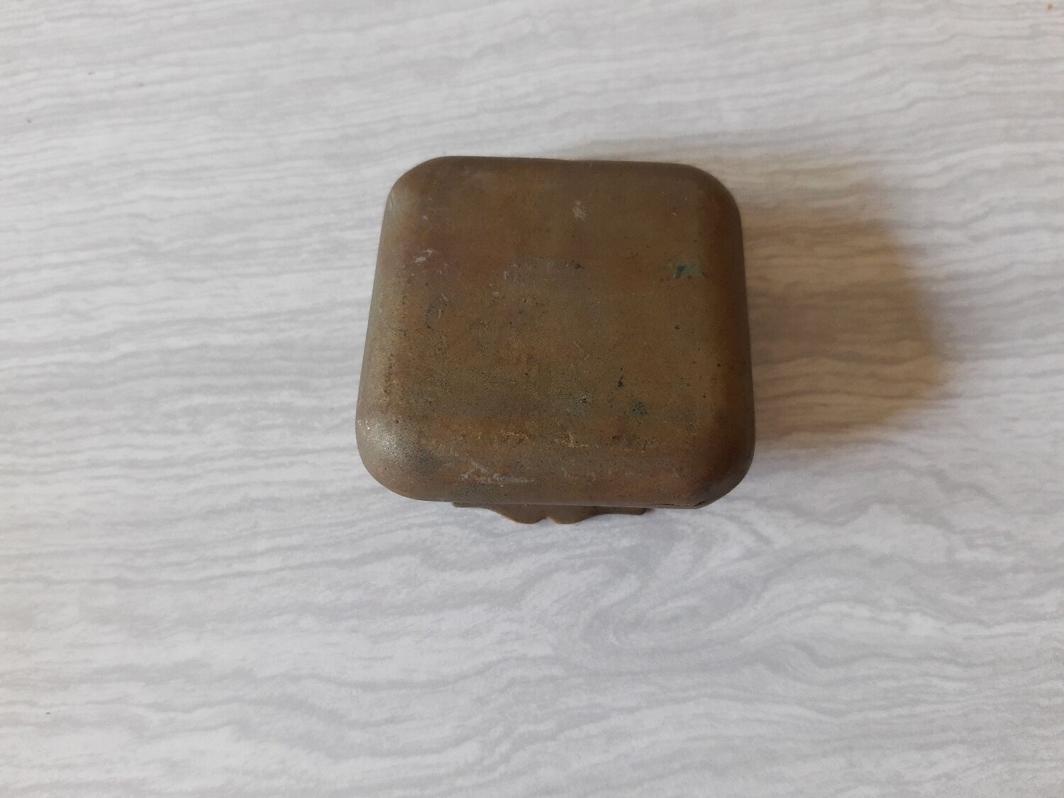 Vintage antique brass square pillbox