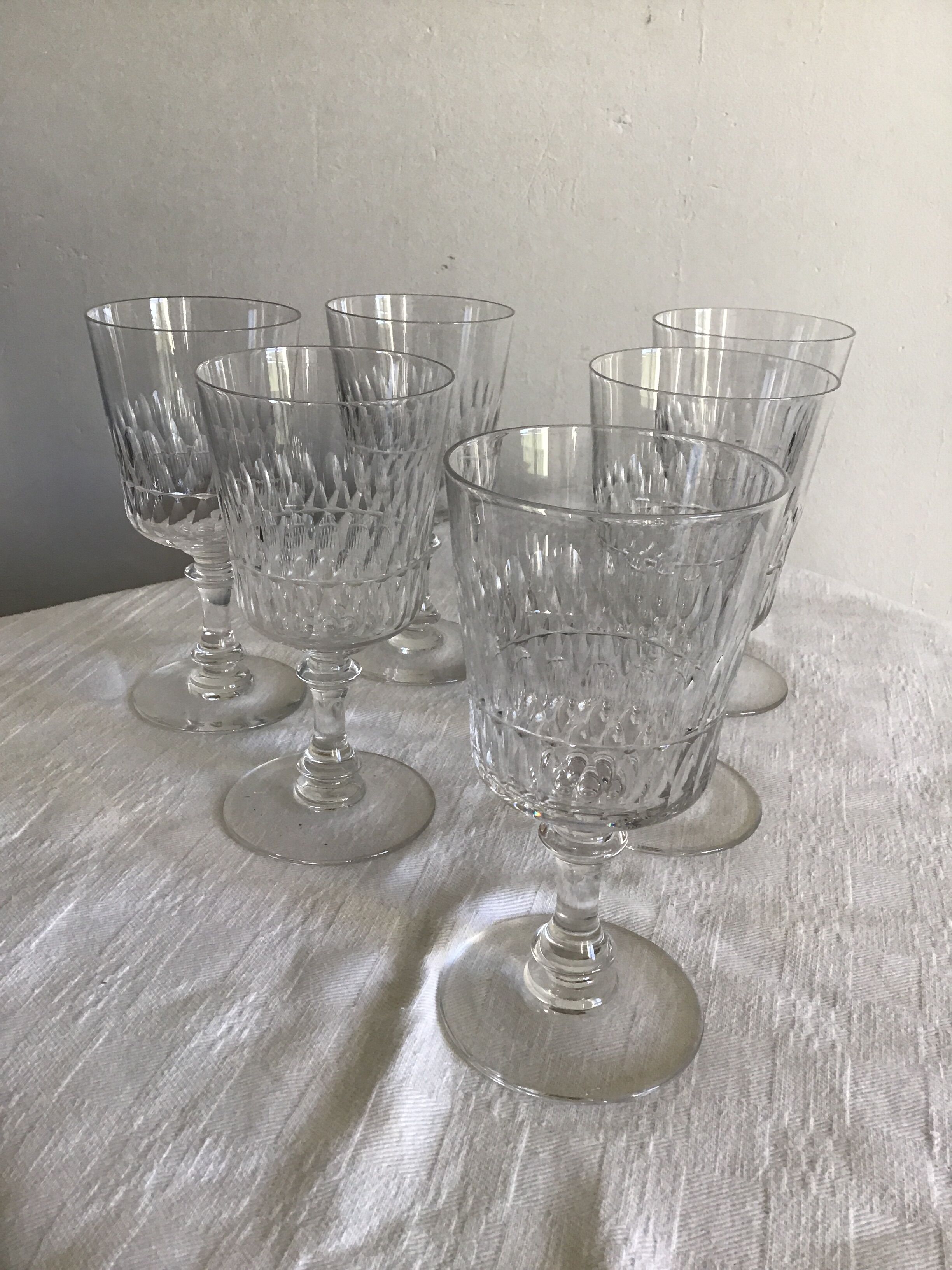 Lot of 6 crystal walking glasses