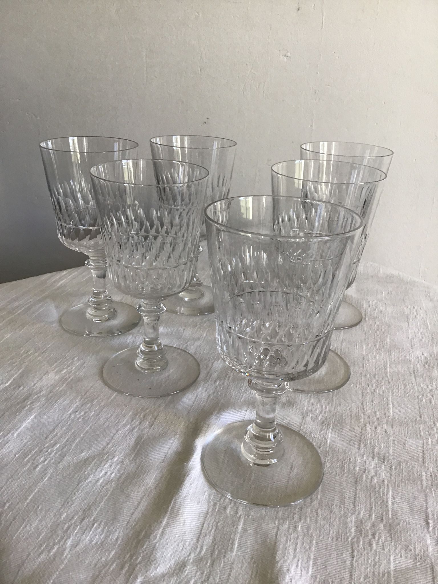 Lot de 6 verres à pied en cristal