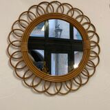 Rattan flower mirror