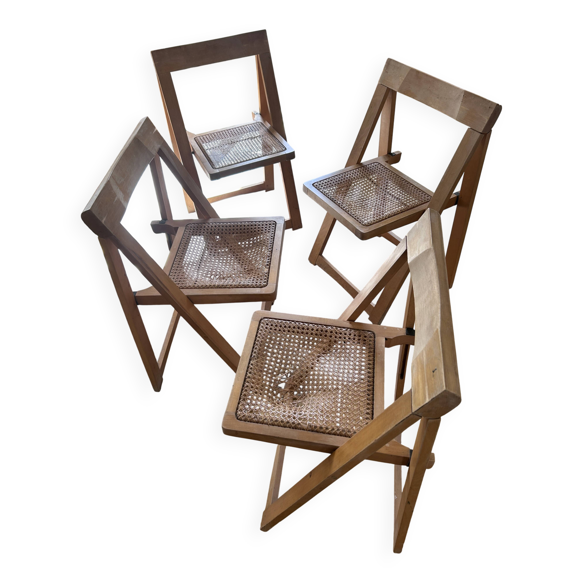 Chaise pliante bois et cannage Jacober