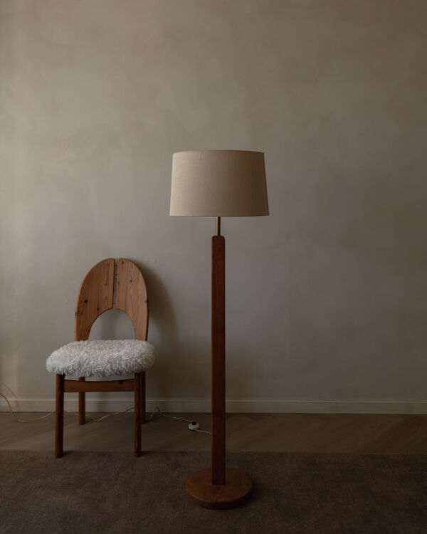 Lampe de sol en bois vintage par Bony Design   Design néerlandais   Années 1970-80