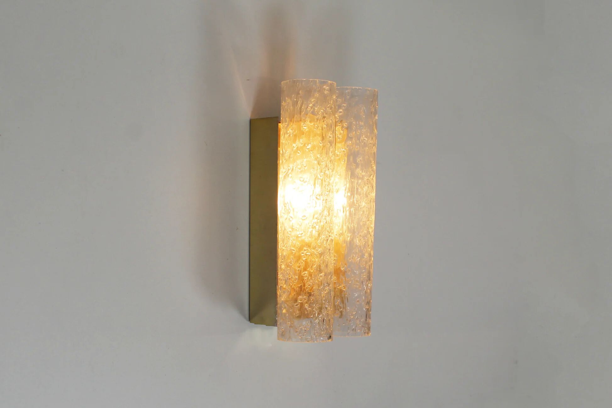 Pair of wall lamps in brass plated metal and glass by Doria Leuchten