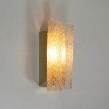 Pair of wall lamps in brass plated metal and glass by Doria Leuchten