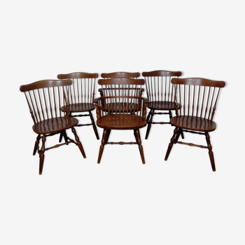 6 chaises et fauteuils vintage bistrot Western