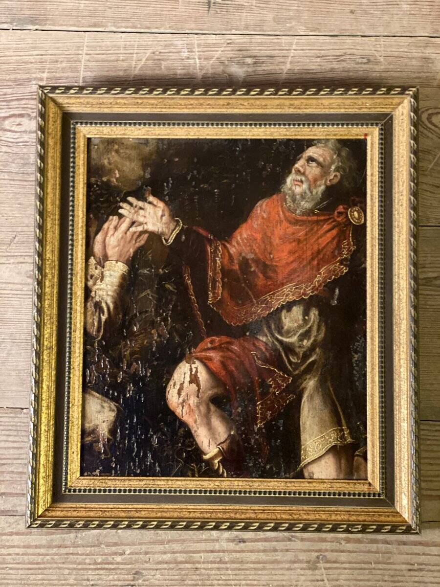 Fragment of an oil on panel, 18th century