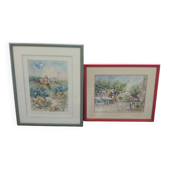2 framed watercolors Maurice Pouxviel