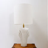 Large white ceramic fan-shaped table lamp - Art Deco style