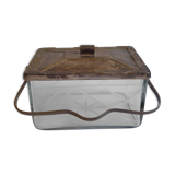 Art Deco vintage glass and silver metal cookie box